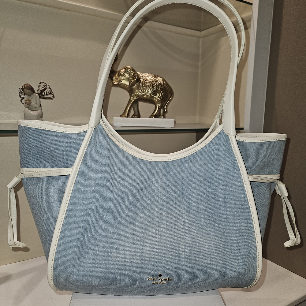 kate spade Light Blue Denim Tote with White Trim